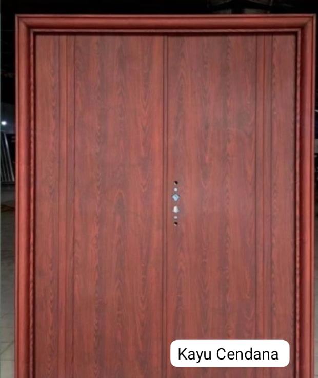 Contoh pintu custom MULTIDOOR: Pintu 2 daun motif kayu cendana