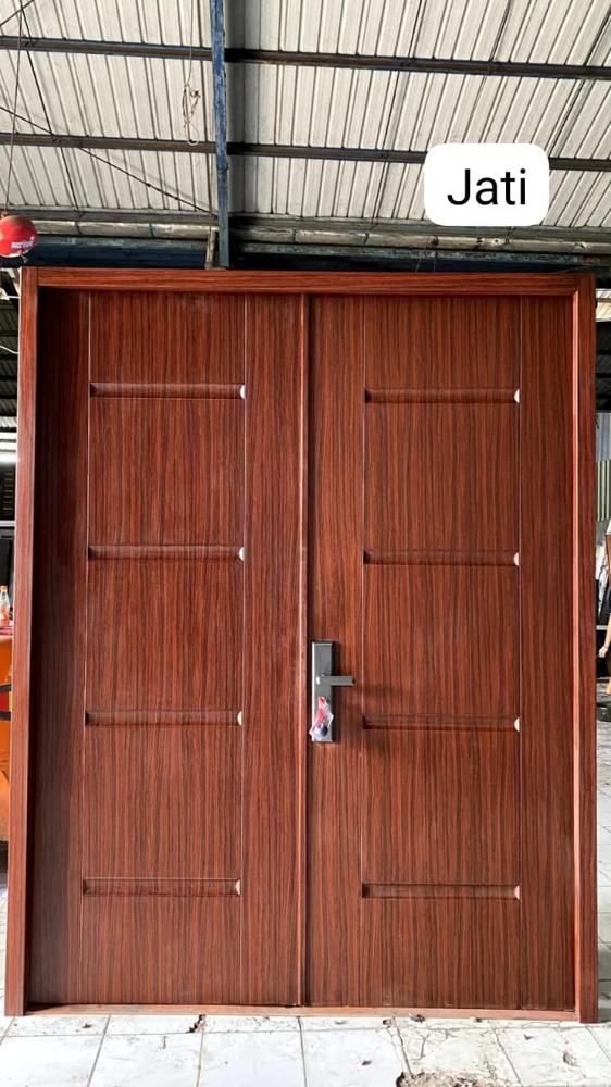 Contoh pintu custom MULTIDOOR: Pintu 2 daun motif kayu jati