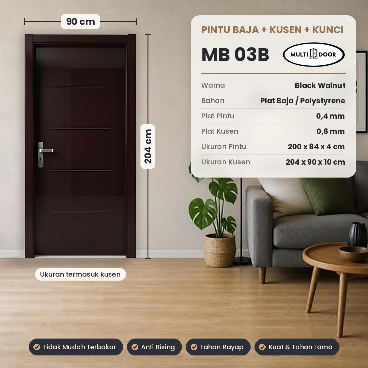 Pintu plat baja MB-03B — Pintu plat baja 1 daun