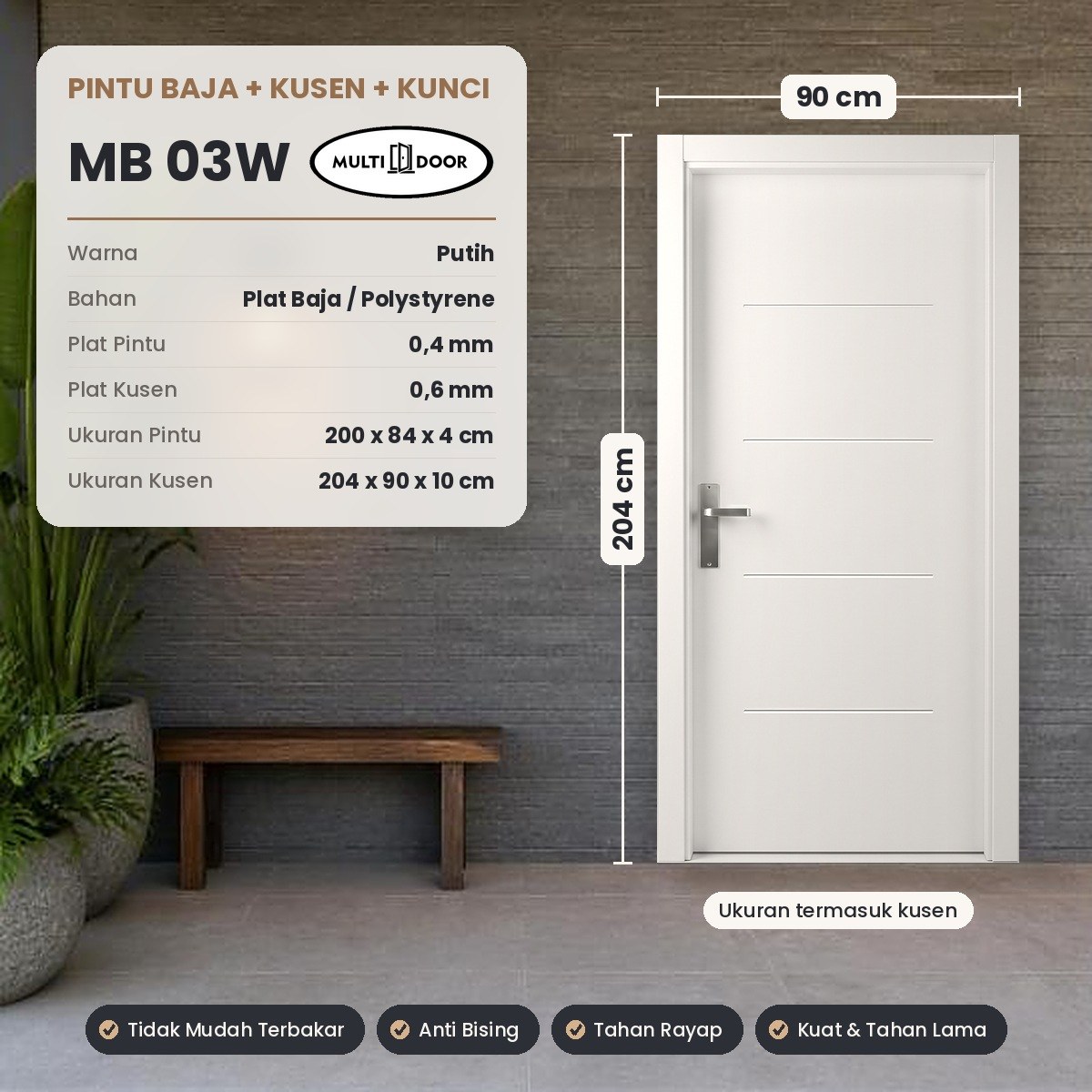 Pintu plat baja MB-03W — Pintu plat baja 1 daun