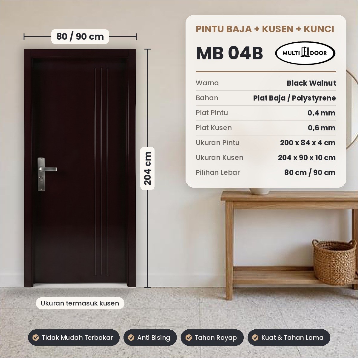 Pintu plat baja MB-04B — Pintu plat baja 1 daun