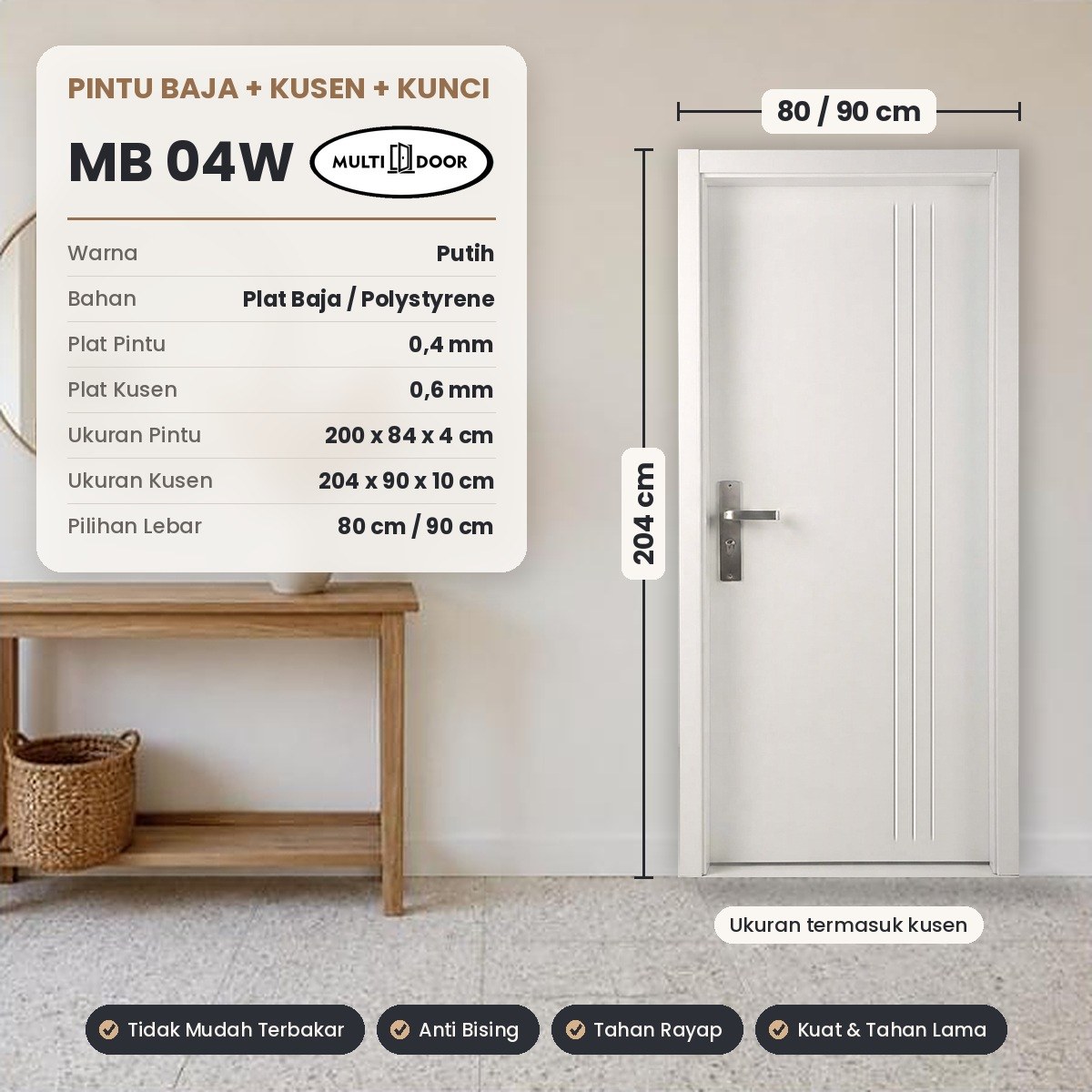 Pintu plat baja MB-04W — Pintu plat baja 1 daun