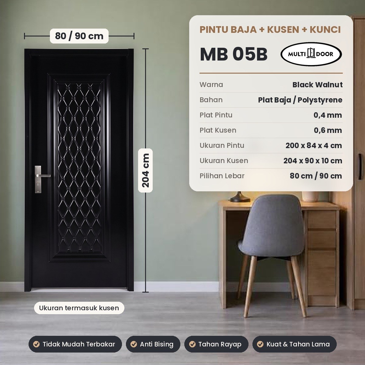 Pintu plat baja MB-05B — Pintu plat baja 1 daun