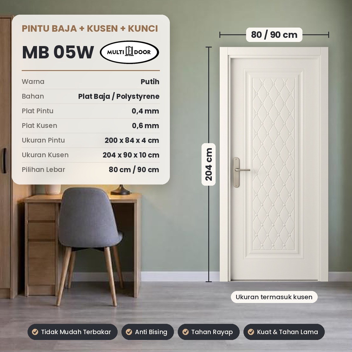 Pintu plat baja MB-05W — Pintu plat baja 1 daun