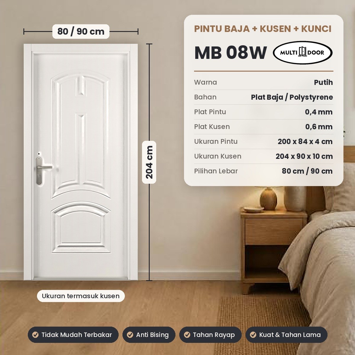 Pintu plat baja MB-08W — Pintu plat baja 1 daun