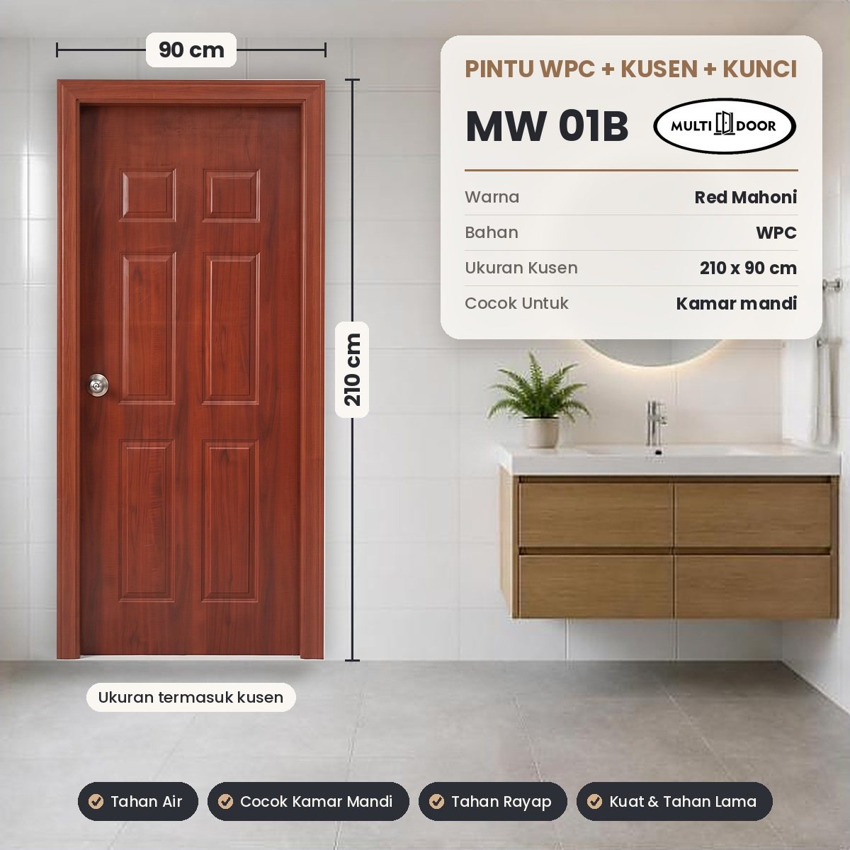 Pintu plat baja MW-01B — Pintu WPC (wood plastic composite)