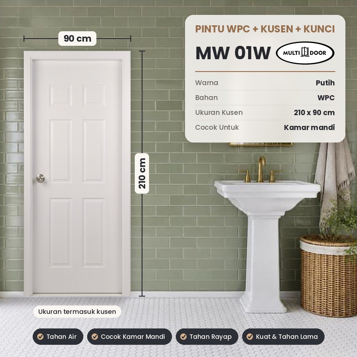 Pintu plat baja MW-01W — Pintu WPC (wood plastic composite)