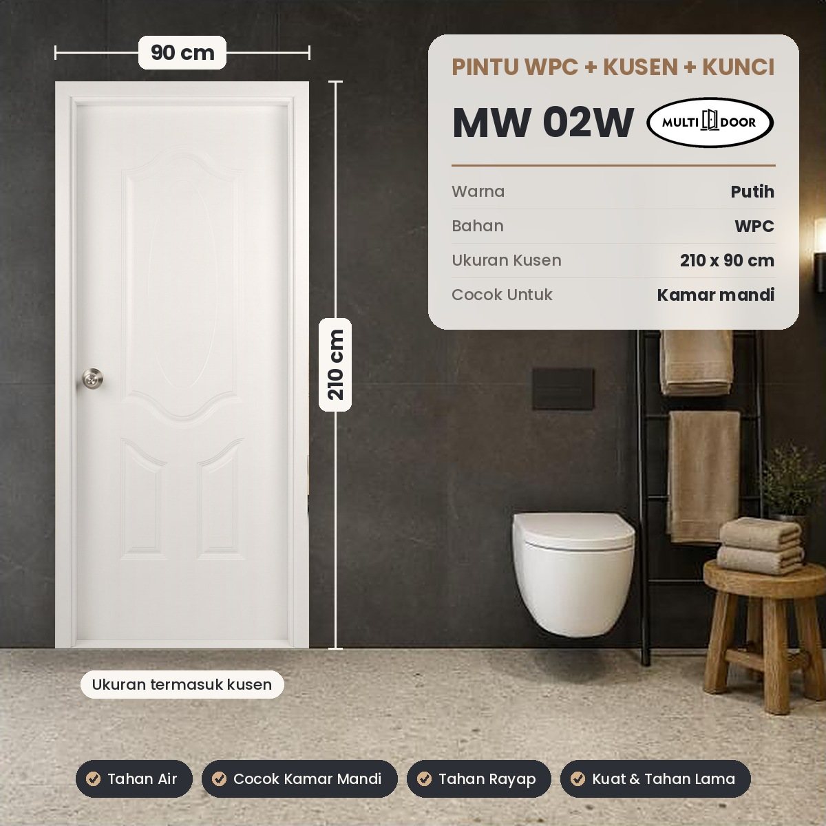 Pintu plat baja MW-02W — Pintu WPC (wood plastic composite)